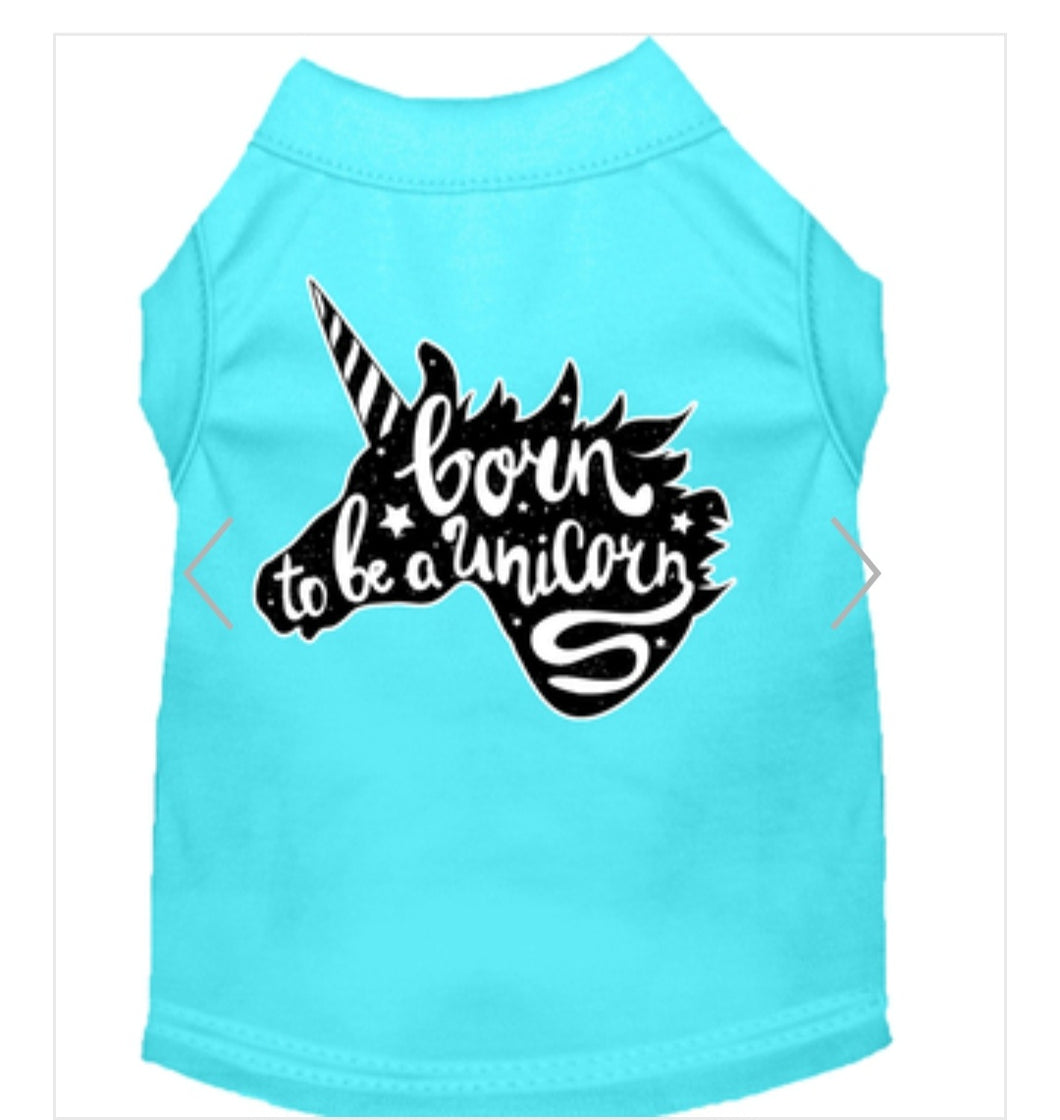 Born To Be A Unicorn Dog Shirt - Teal