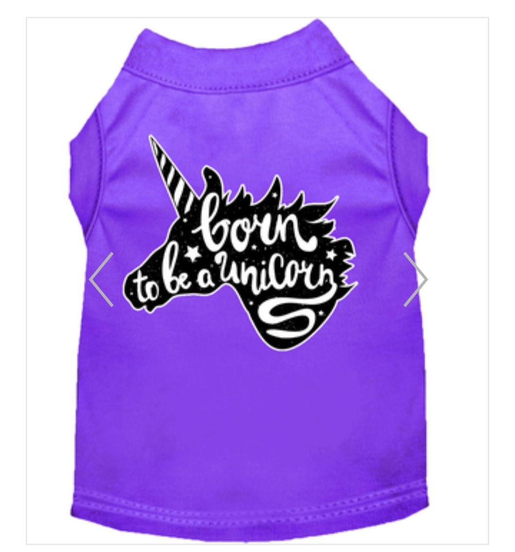 Born To Be A Unicorn Dog Shirt - Purple