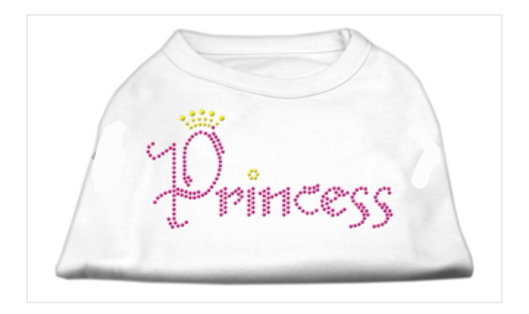 Princess Rhinestone Dog Shirt - White