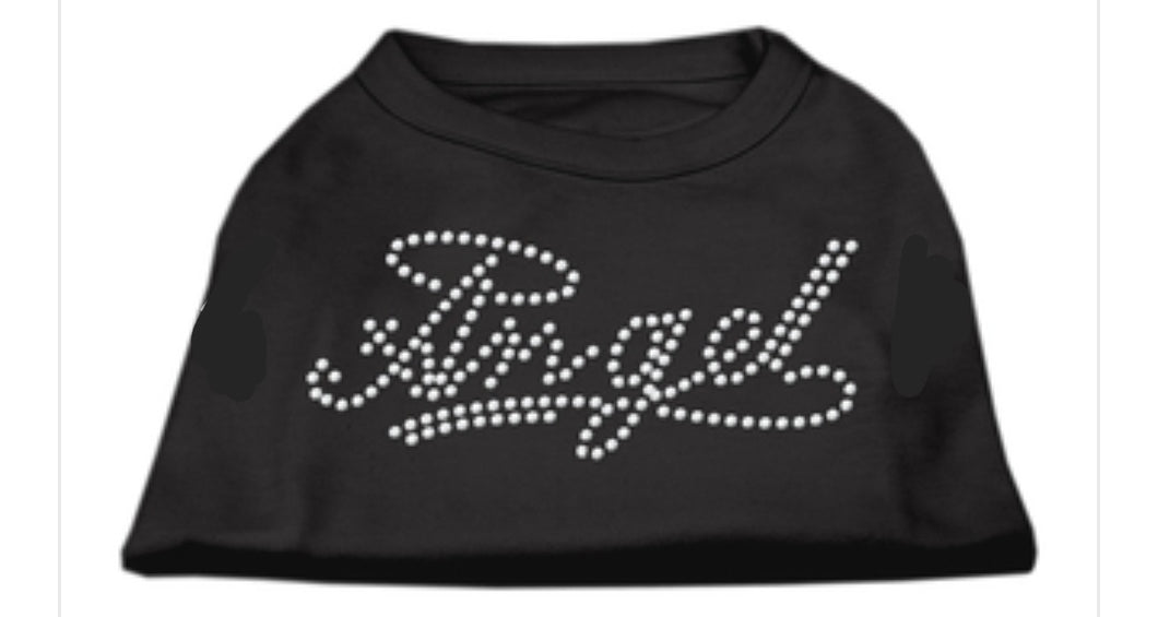 Angel Rhinestone Dog Shirt - Black