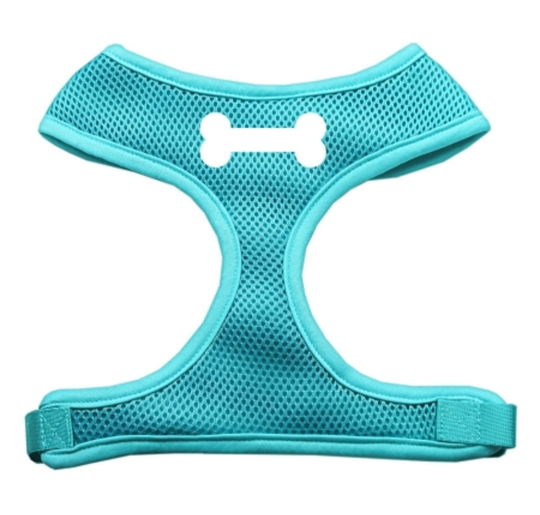 Bone Screen Print Dog Harness - Blue