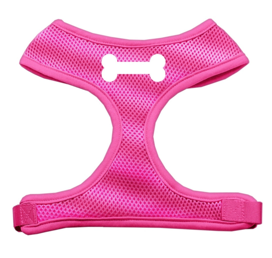 Bone Screen Print Dog Harness - Pink