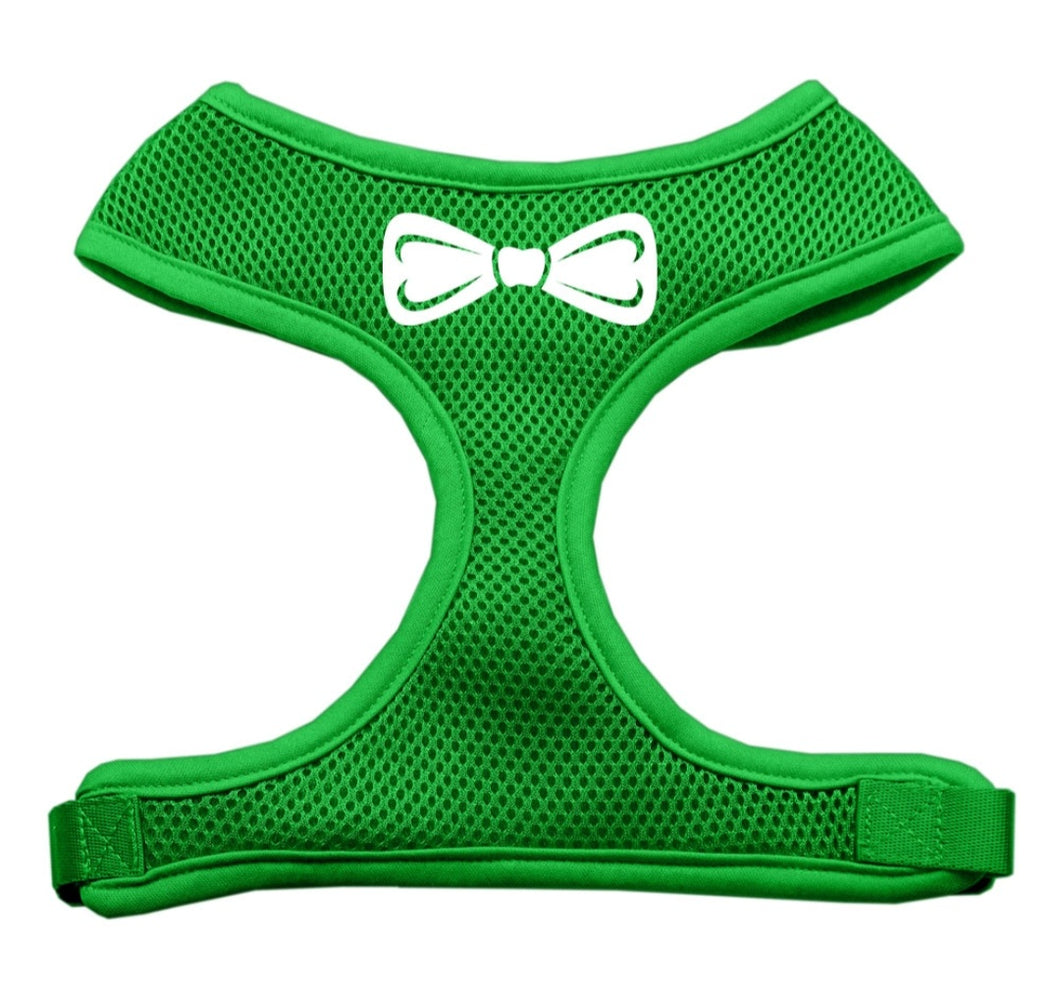 Bowtie Screen Print Dog Harness - Green