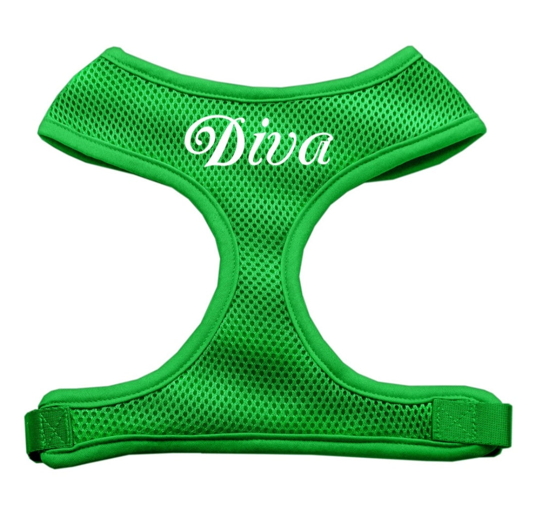 Diva Screen Print Dog Harness - Green