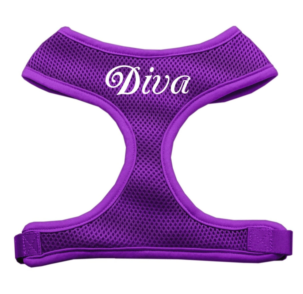 Diva Screen Print Dog Harness - Purple
