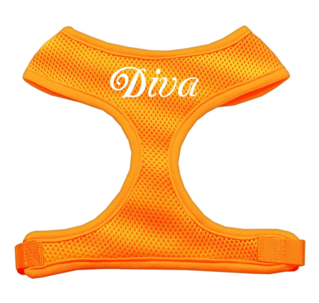 Diva Screen Print Dog Harness - Orange