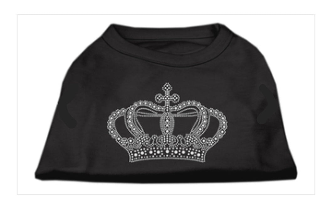 Crown Rhinestone Dog Shirt - Black