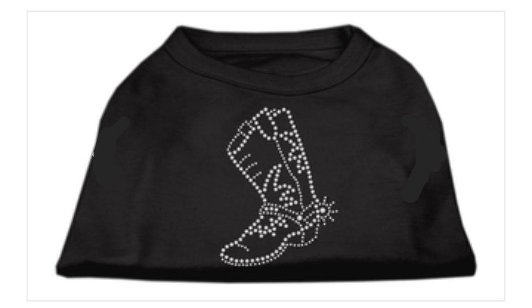Boots Rhinestone Dog Shirt - Black