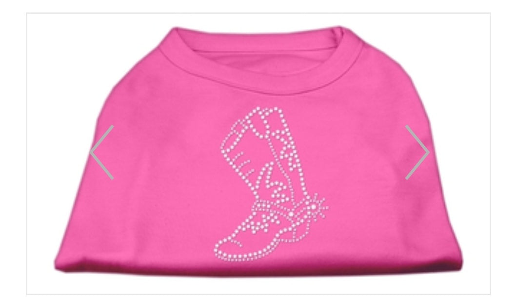 Boots Rhinestone Dog Shirt - Pink