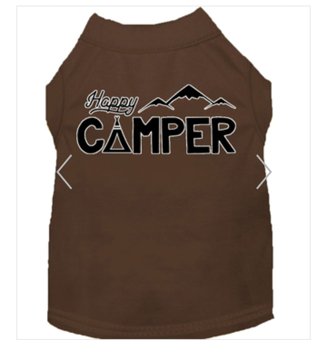 Happy Camper Dog Shirt - Brown