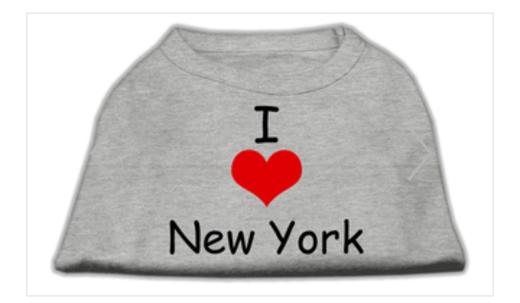 I Love New York Dog Shirt - Gray
