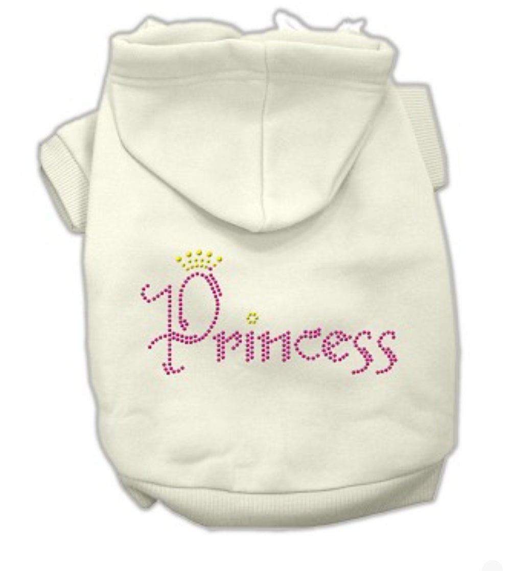 Princess Rhinestone Dog Hoodie - White