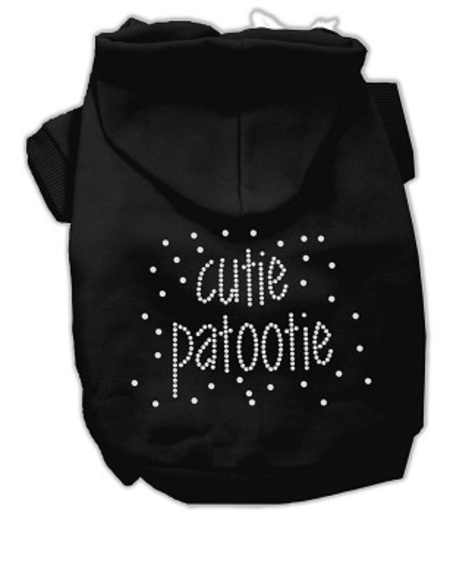 Cutie Patootie Rhinestone Dog Hoodie - Black