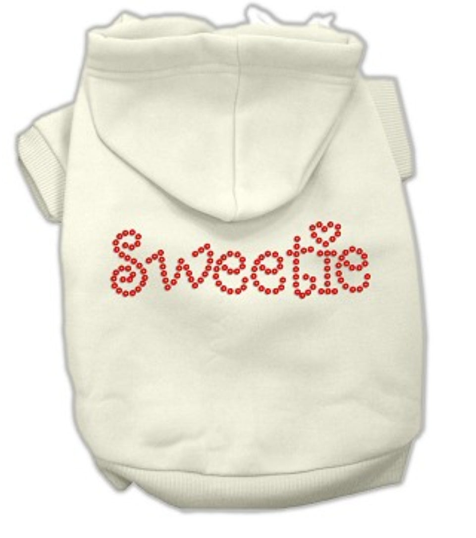 Sweetie Rhinestone Dog Hoodie - White