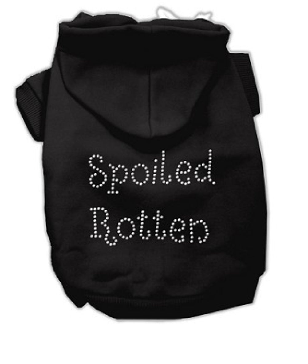 Spoiled Rotten Rhinestone Dog Hoodie - Black