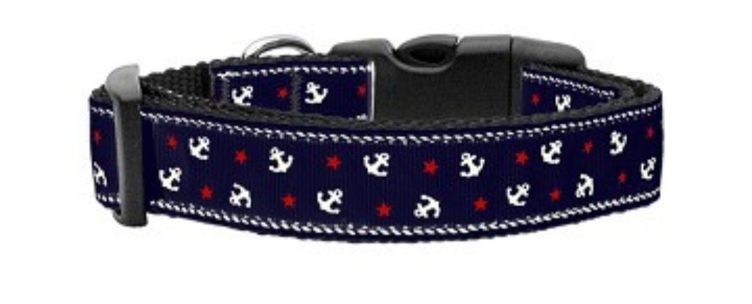 Blue Anchors Nylon Collar
