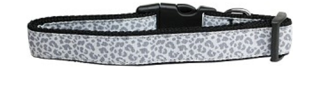 Silver Leopard Nylon Collar