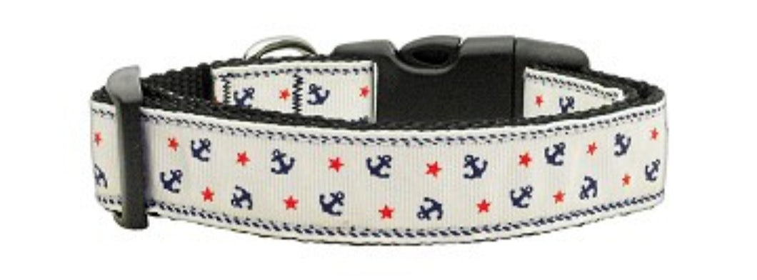 White Anchors Nylon Collar