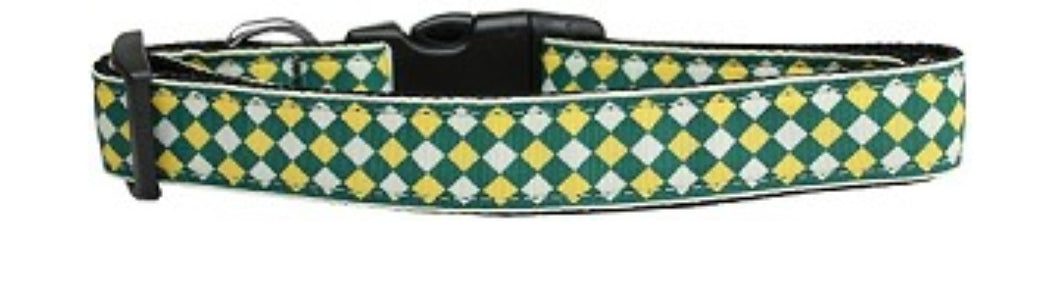 Green Checkers Nylon Collar