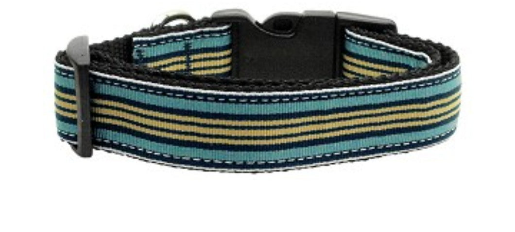 Preppy Strips Blue & Khaki Nylon Collar