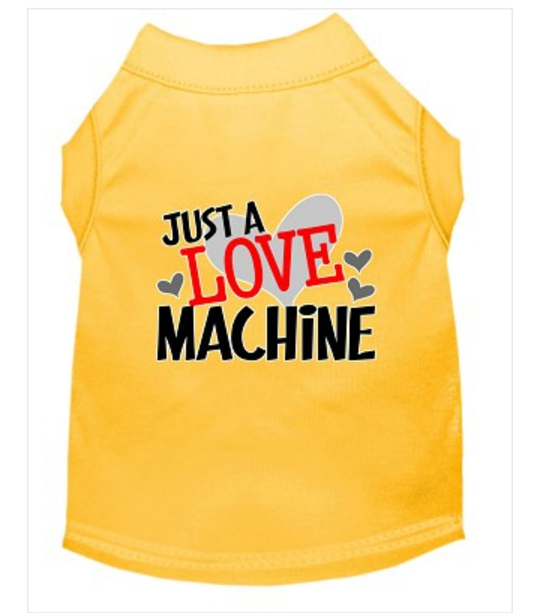 Just a Love Machine Dog Shirt - Yellow