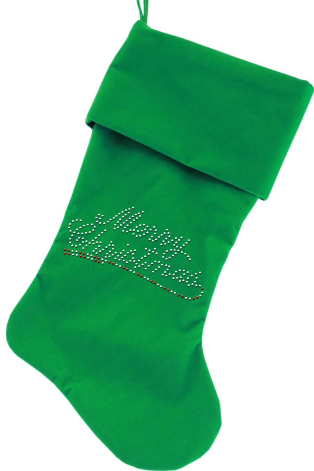 Merry Christmas (Rhinestone) Stocking - Green, Pink, Blue or Black