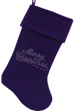 Load image into Gallery viewer, Merry Christmas (Rhinestone) Stocking - Green, Pink, Blue or Black
