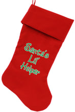 Load image into Gallery viewer, Santa&#39;s Lil Helper Christmas Stocking - Green, Red or Black
