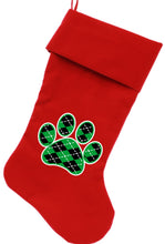 Load image into Gallery viewer, Green Paw Christmas Stocking - Red or Black
