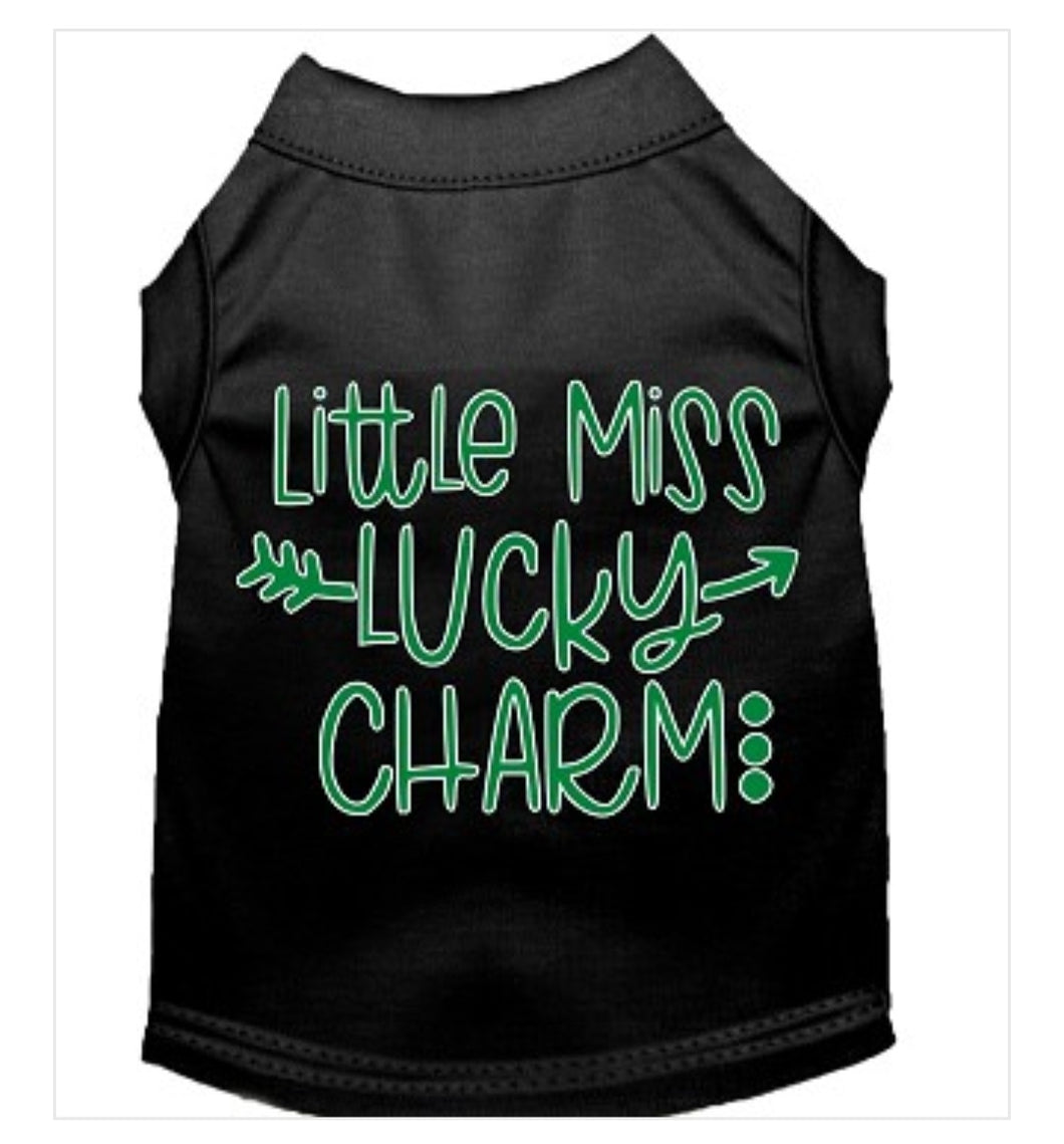 Little Miss Lucky Charm Dog Shirt - Black
