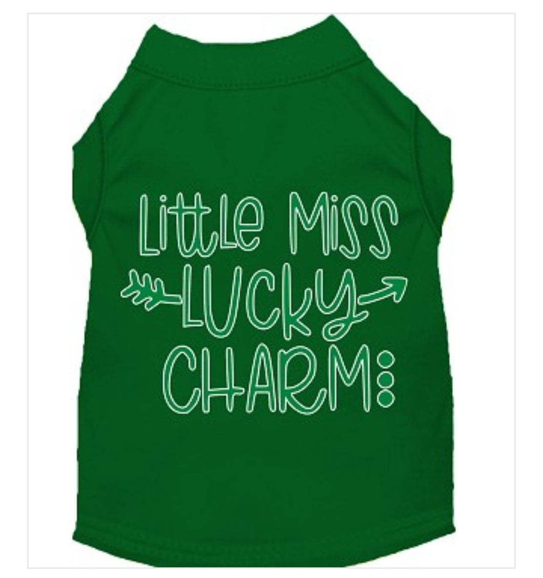 Little Miss Lucky Charm Dog Shirt - Green