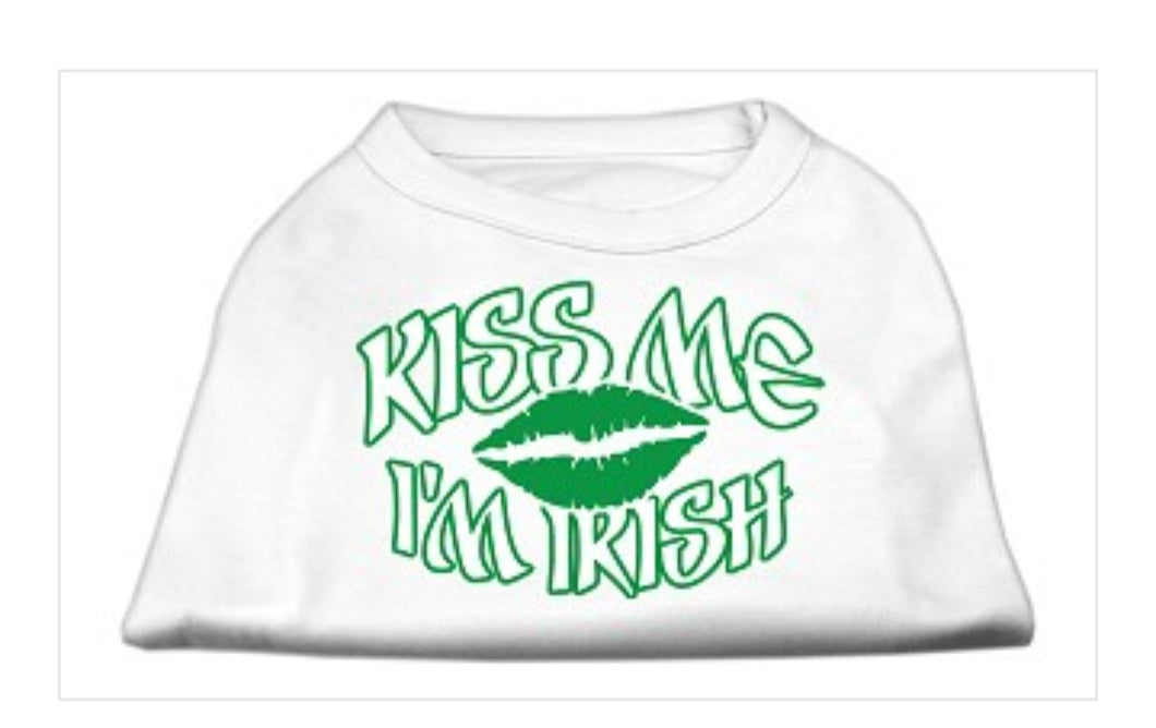 Kiss Me I'm Irish Dog Shirt - White