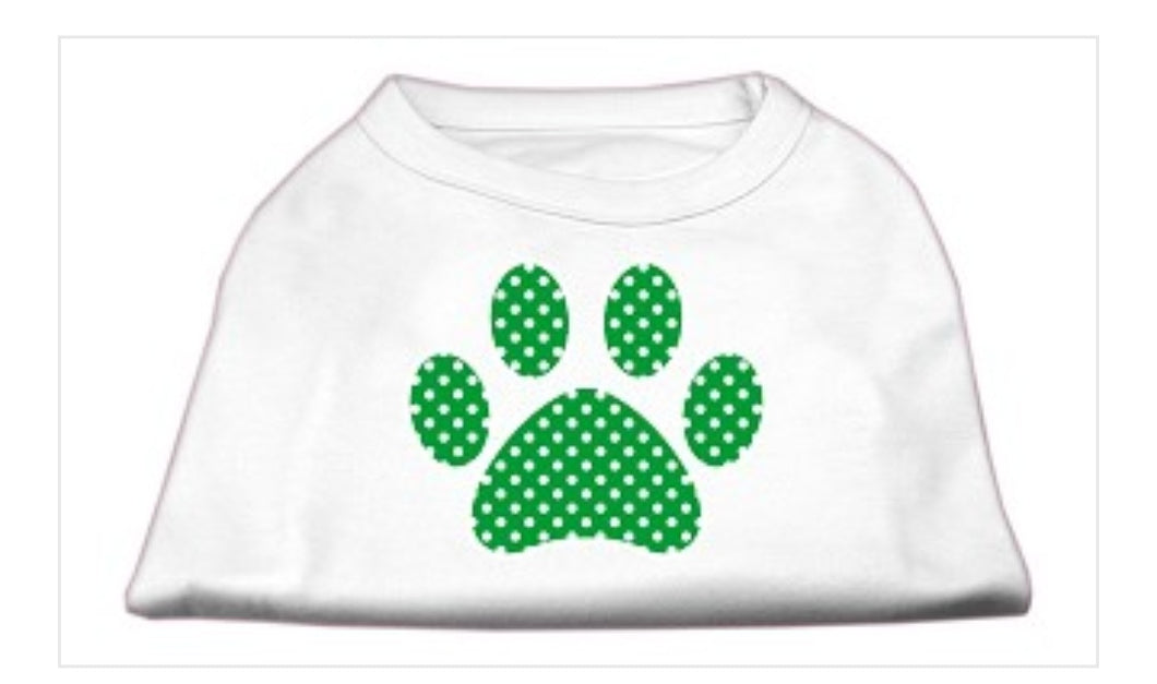 Green Paw Dog Shirt - White
