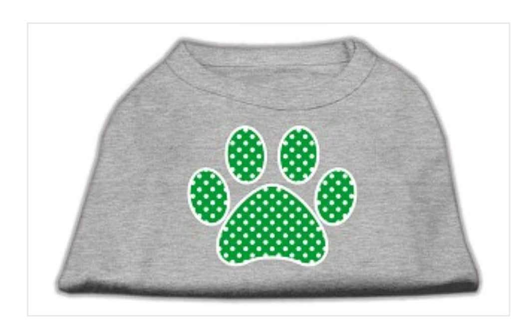 Green Paw Dog Shirt - Gray