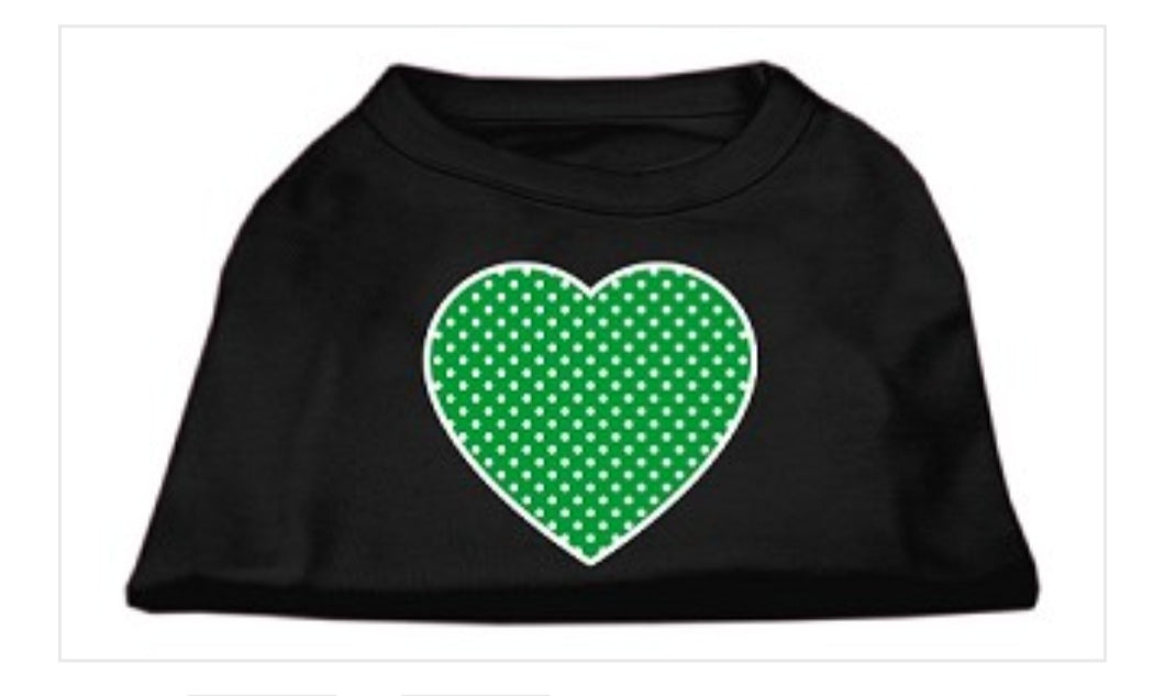 Green Heart Dog Shirt - Black