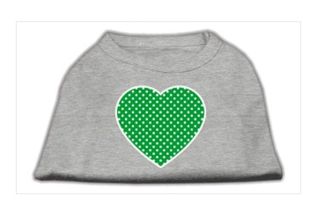 Green Heart Dog Shirt - Gray