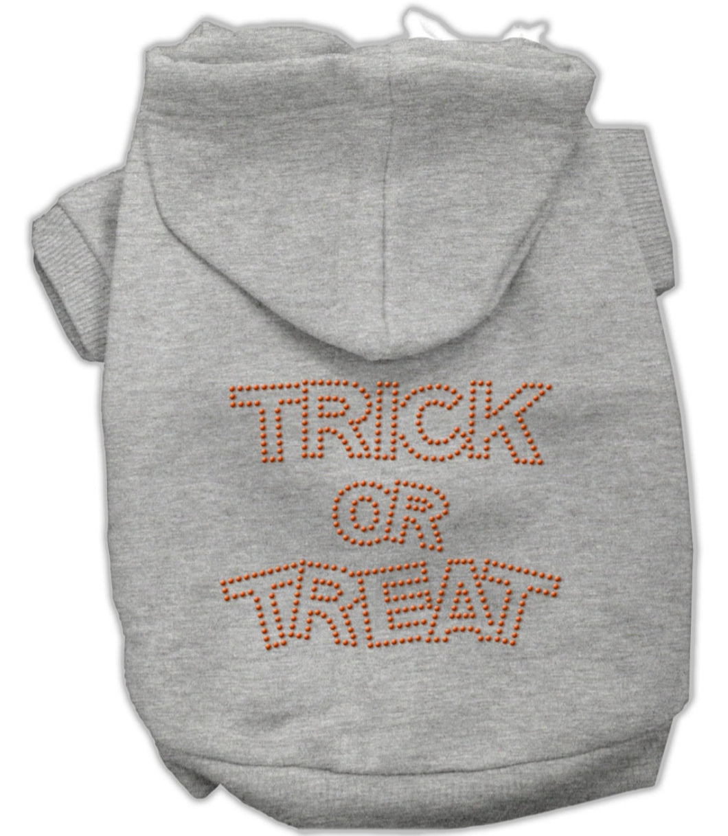 Trick or Treat Rhinestone Dog Hoodie - Gray