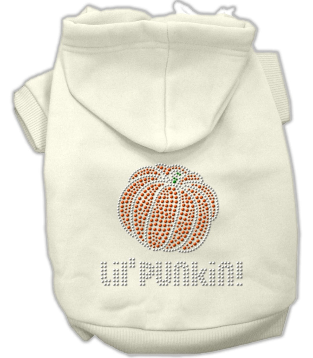 Lil Pumpkin Rhinestone Dog Hoodie - White