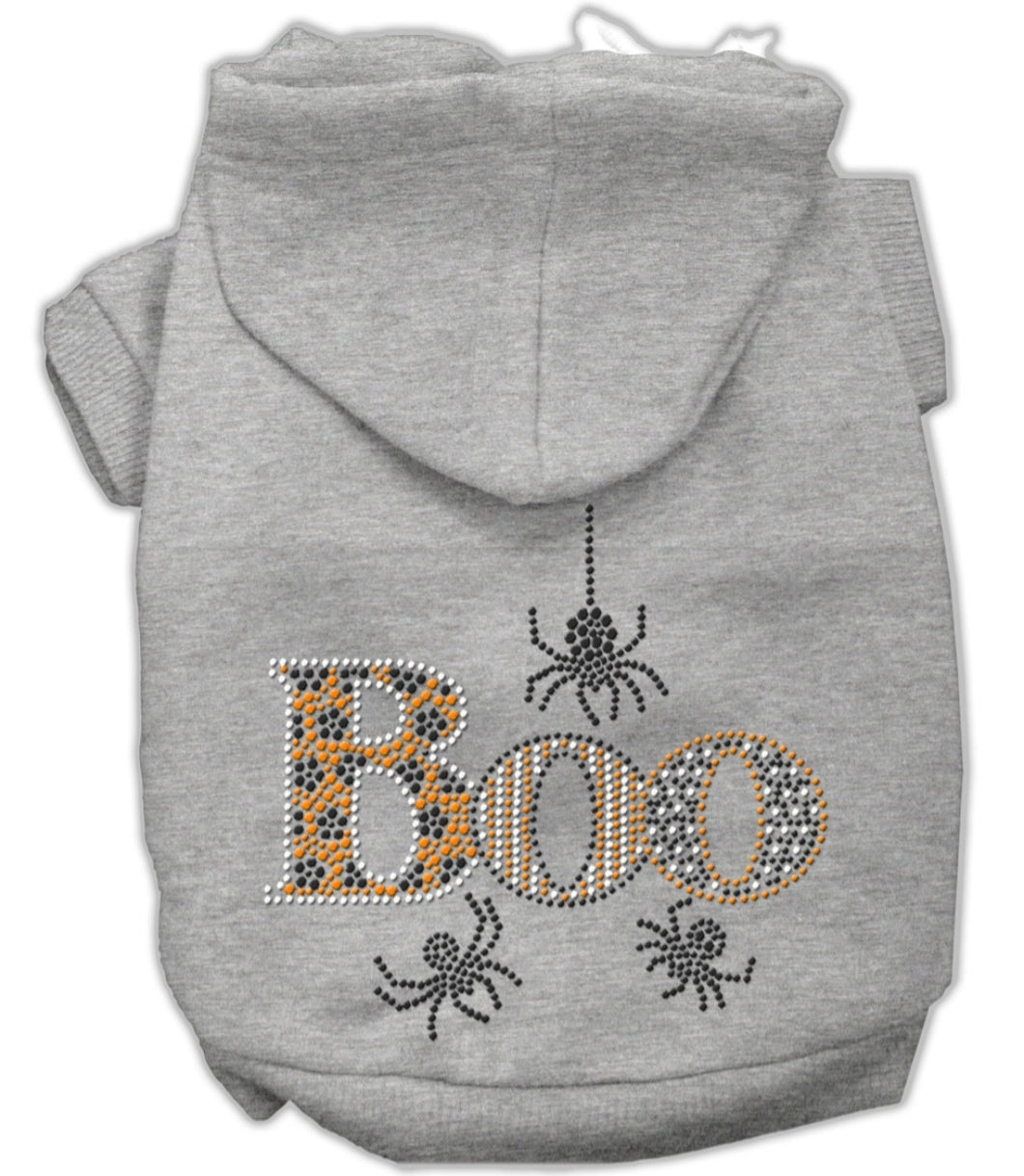 Boo Rhinestone Dog Hoodie - Gray