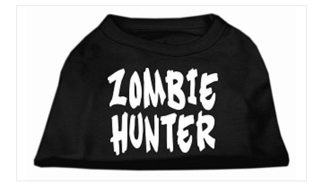 Zombie Hunter Screen Print Dog Shirt - Black
