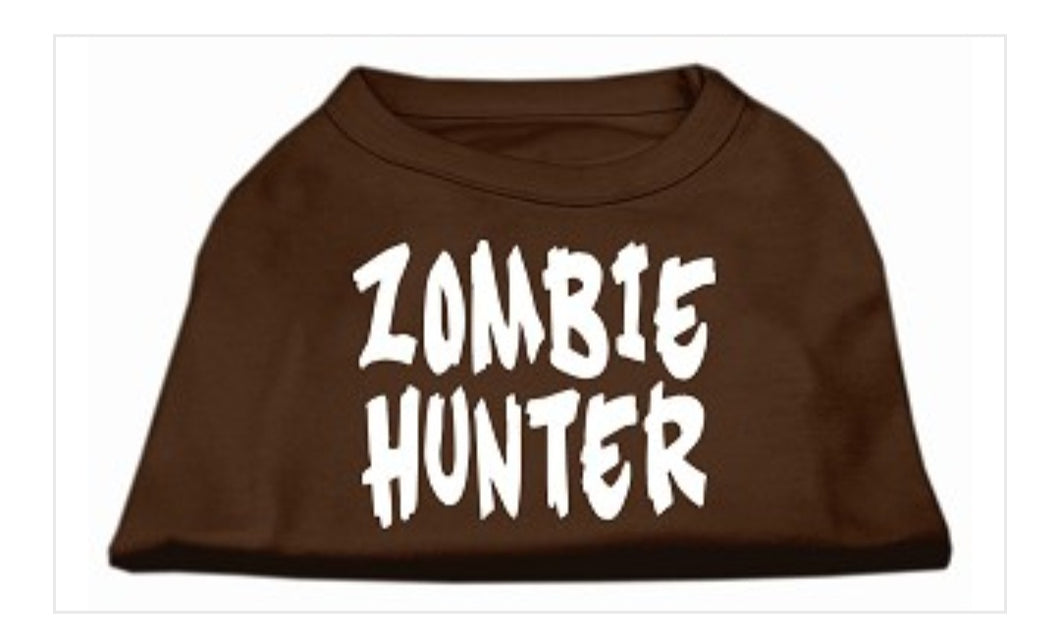 Zombie Hunter Screen Print Dog Shirt - Brown