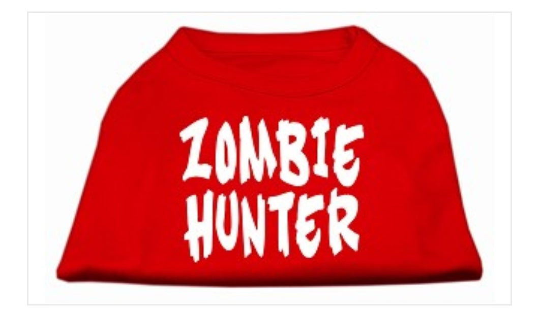 Zombie Hunter Screen Print Dog Shirt - Red