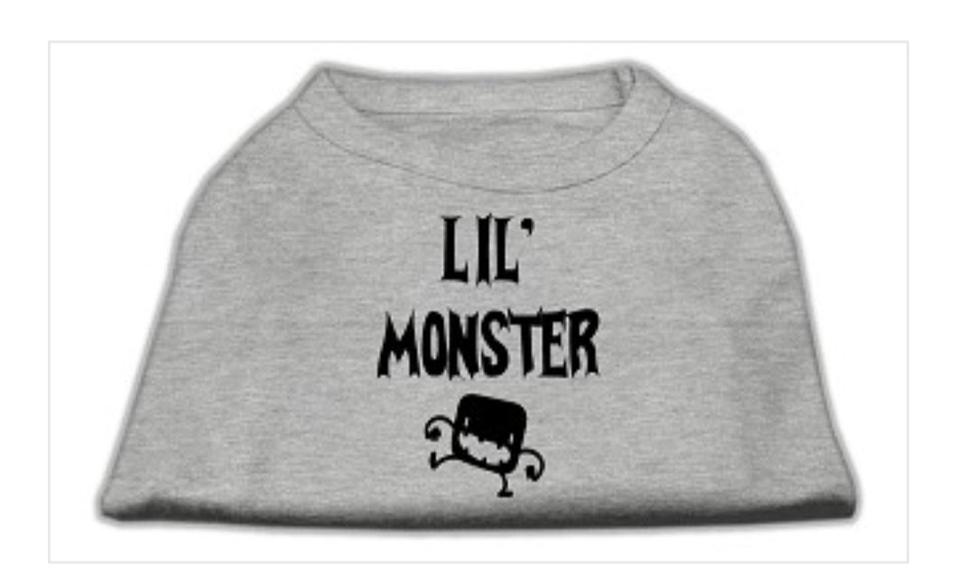 Lil Monster Screen Print Dog Shirt - Gray