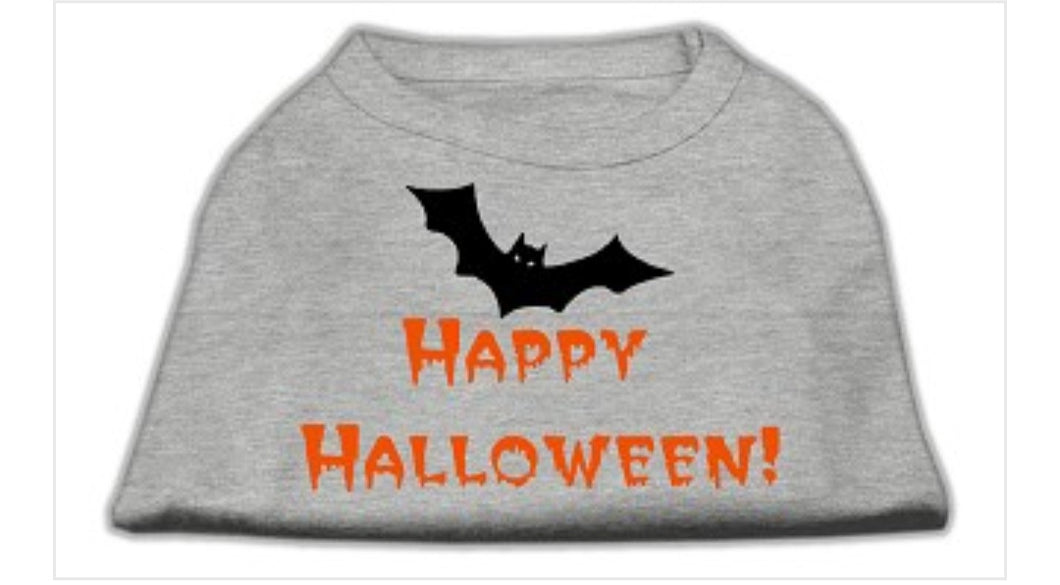 Happy Halloween Screen Print Dog Shirt - Gray