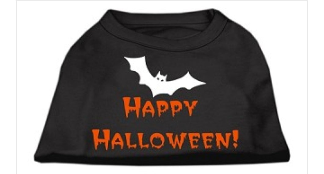 Happy Halloween Screen Print Dog Shirt - Black