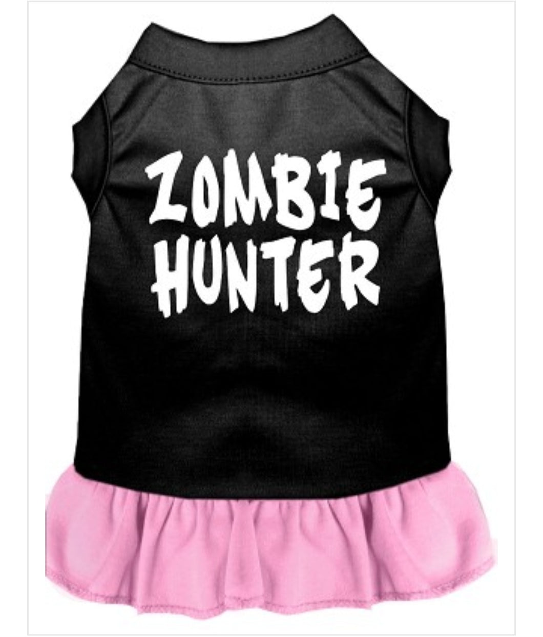 Zombie Hunter Dress - Black with Pink Ruffle