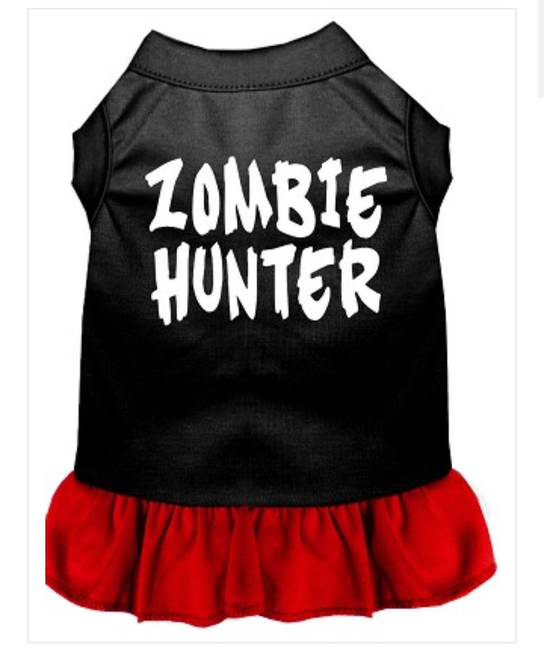 Zombie Hunter Dress - Black with Red Ruffle