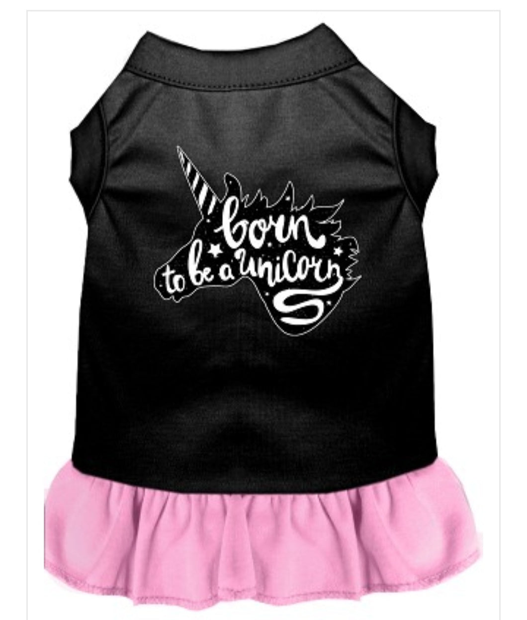Born to be a Unicorn Dress - Black with Pink Ruffle