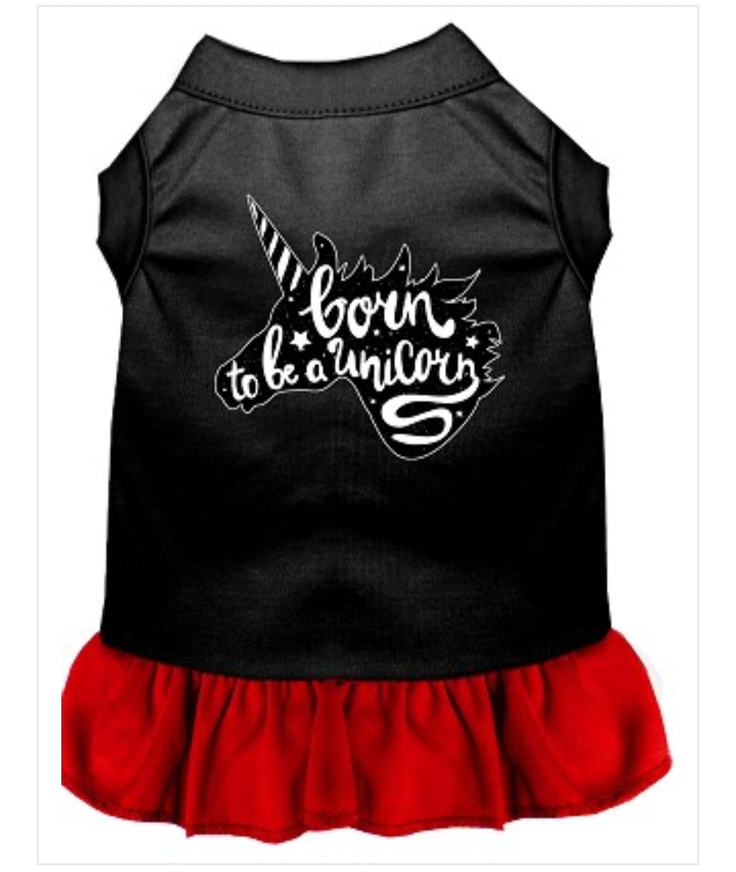Born to be a Unicorn Dress - Black with Red Ruffle