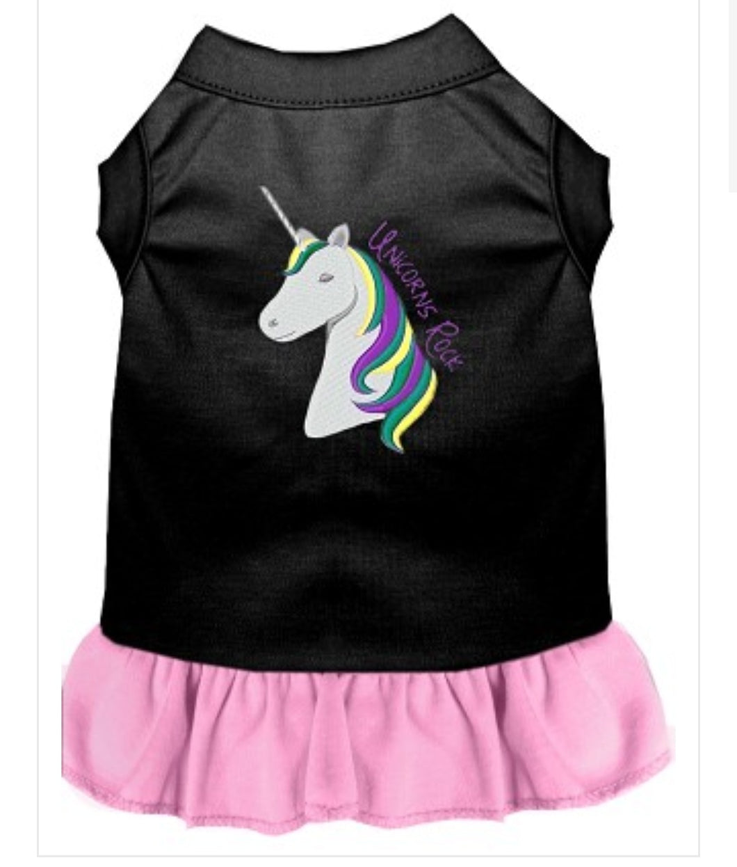 Unicorn Dress - Black with Pink Ruffle